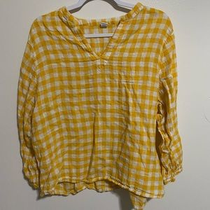 White and yellow flowy top